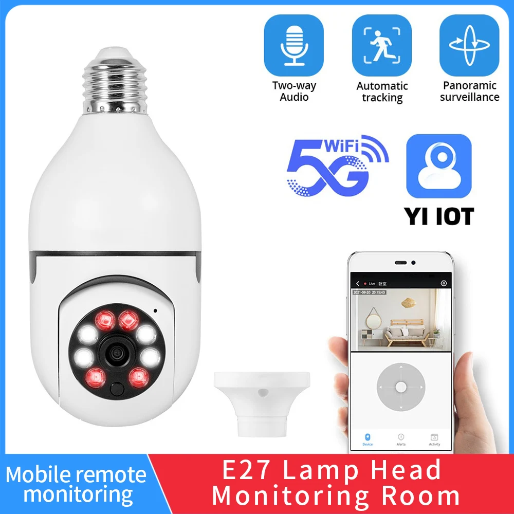 Yiiot2.4g Wifi Ip E27 Bulb Surveillance Camera Night Wireless Home Camera 2mp Cctv Video Security Baby Mini Ca