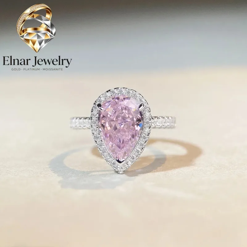 

Ювелирные изделия Elnar: Роскошное женское кольцо из цельной платины PT950 с бриллиантами в форме капель воды, полностью инкрустированное бриллиантами и муассанитами