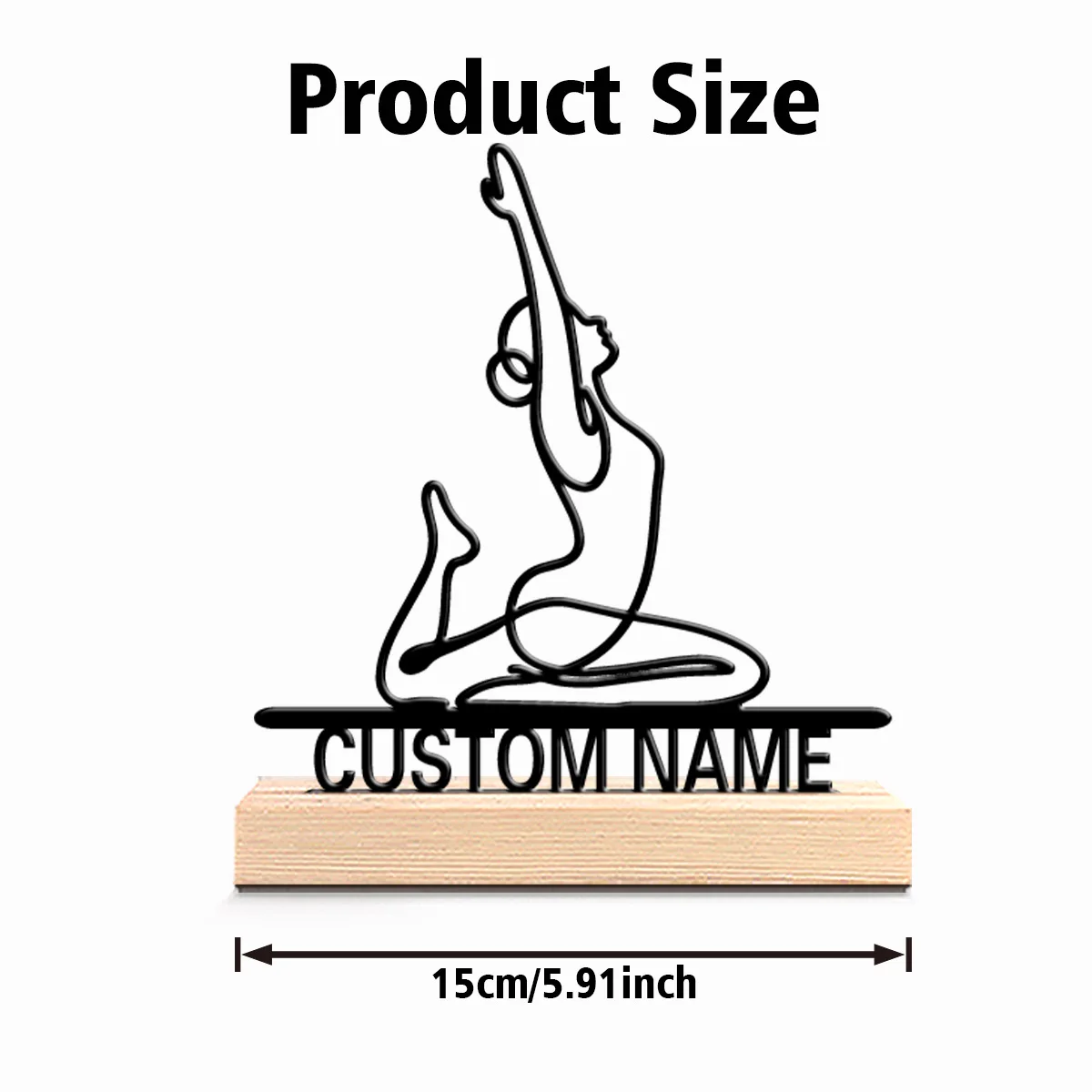 1pc Fashion Personalized Custom yoga Metal Statues Meditative Desk Decor with Wooden Base Ideal for Yoga Studios Spa Zen Spaces