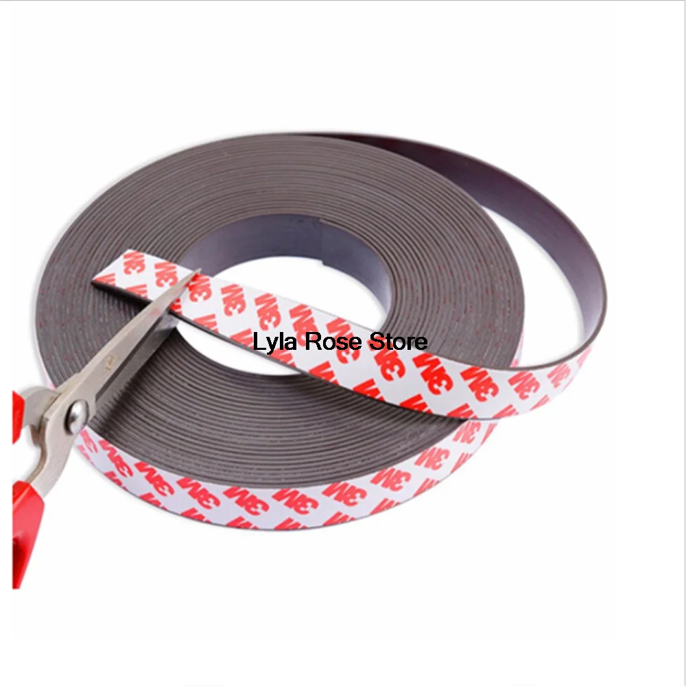 1Meter 10x1mm Soft Rubber Magnetic Strip Self Adhesive Flexible Magnet DIY Stripe Tape For Door Curtain