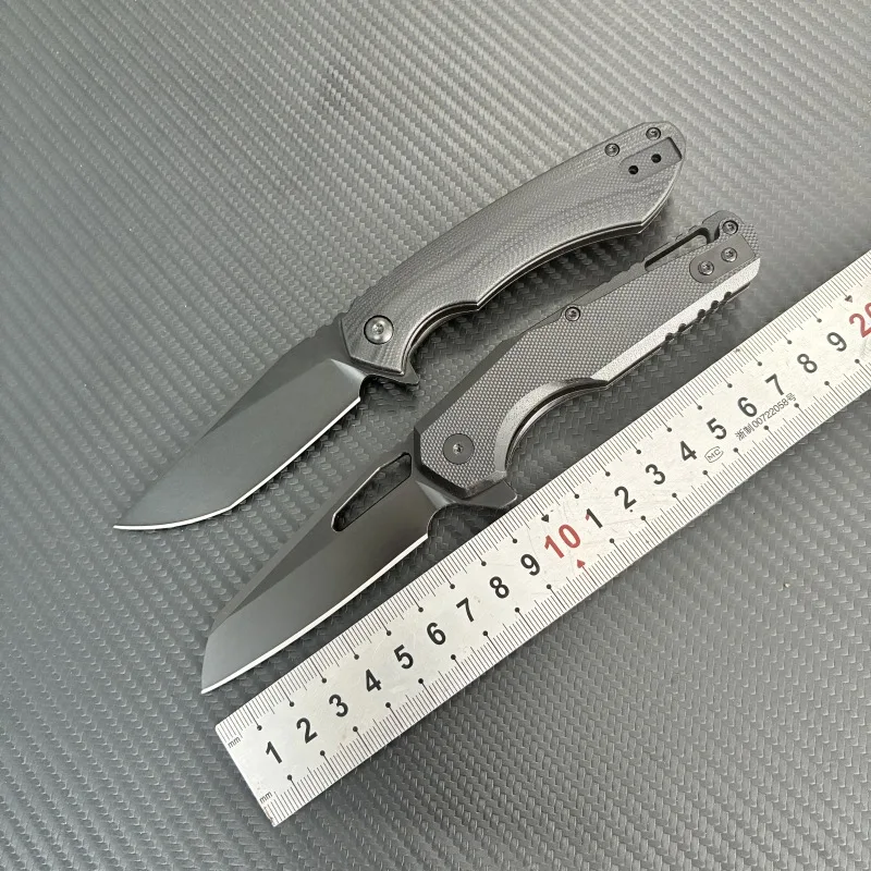Samsend-cuchillo plegable táctico RZ02, hoja D2, mango G10, aleta portátil, supervivencia al aire libre, Camping, herramientas EDC de utilidad para peces