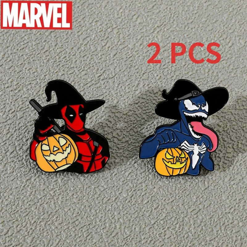 Marvel Deadpool Venom Enamel Pins Halloween Cartoon Brooches for Men Women Anime Figure Metal Badge Costume Accessories for Kids