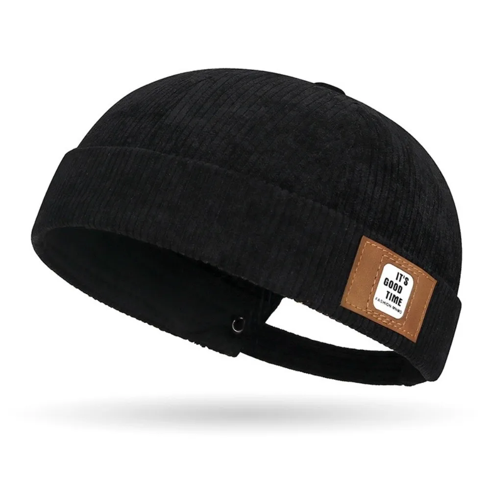 Gorra Docker Vintage de Color sólido a la moda, sombrero redondo ajustable de pana sin ala, cómoda gorra de melón con cúpula suave, ropa de calle