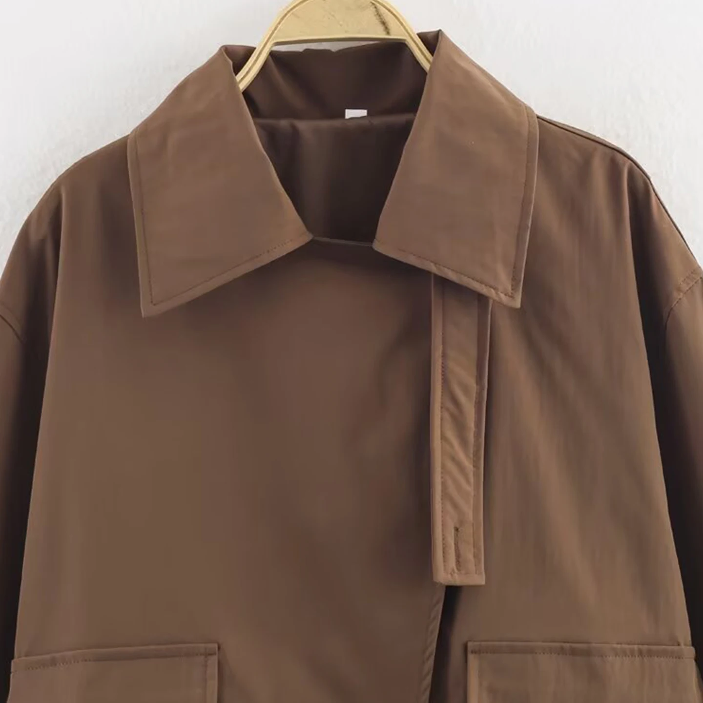 Retro Sle ort Lengte Pure Kleur Stand Kraag Dames Jaet Herfst Nieuwe Collectie Faion Ele Damesjas Z