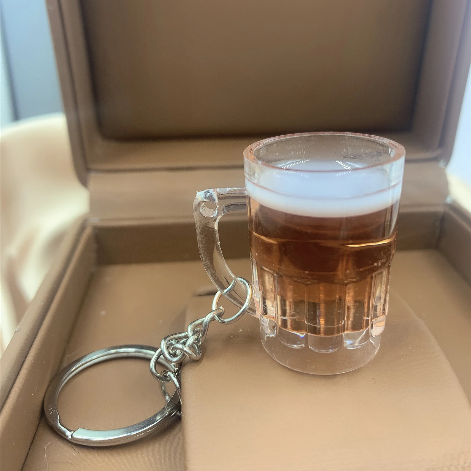 New Simulation Beer mug keychain Men And Women Couple Key Chain Bag Pendant Wholesale