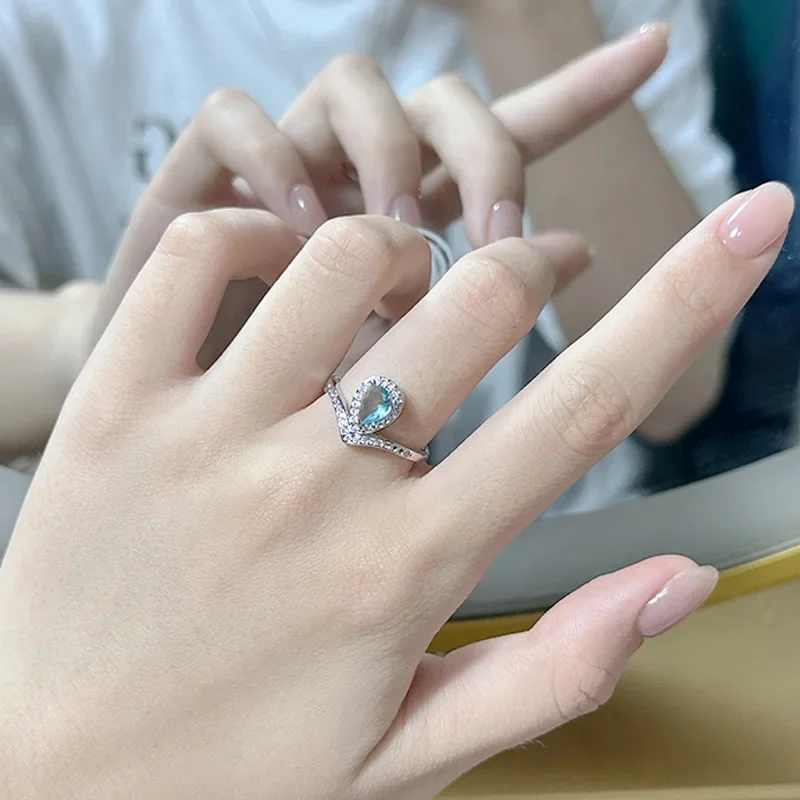 

MDL Moissanite Style Wish Pop Style Hong Kong Style Crown Imitation Moissan Sparkling Princess Pink Ring