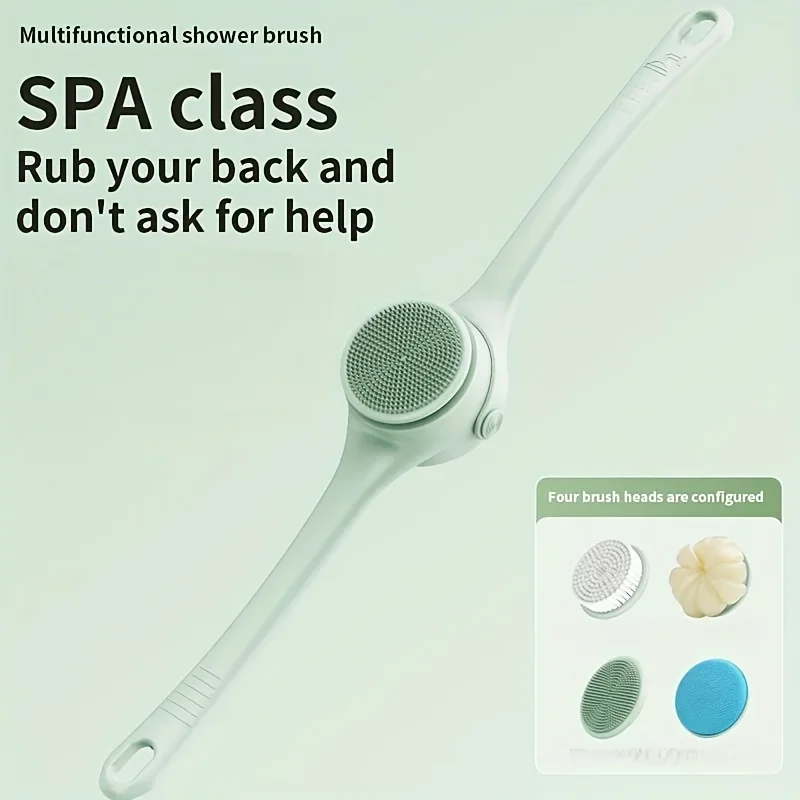 حار بيع USB الكهربائية مقبض طويل سيليكون حمام فرشاة الكهربائية الدورية الجسم فرشاة تنظيف الجسم للجسم مع 4 رؤوس فرشاة #2