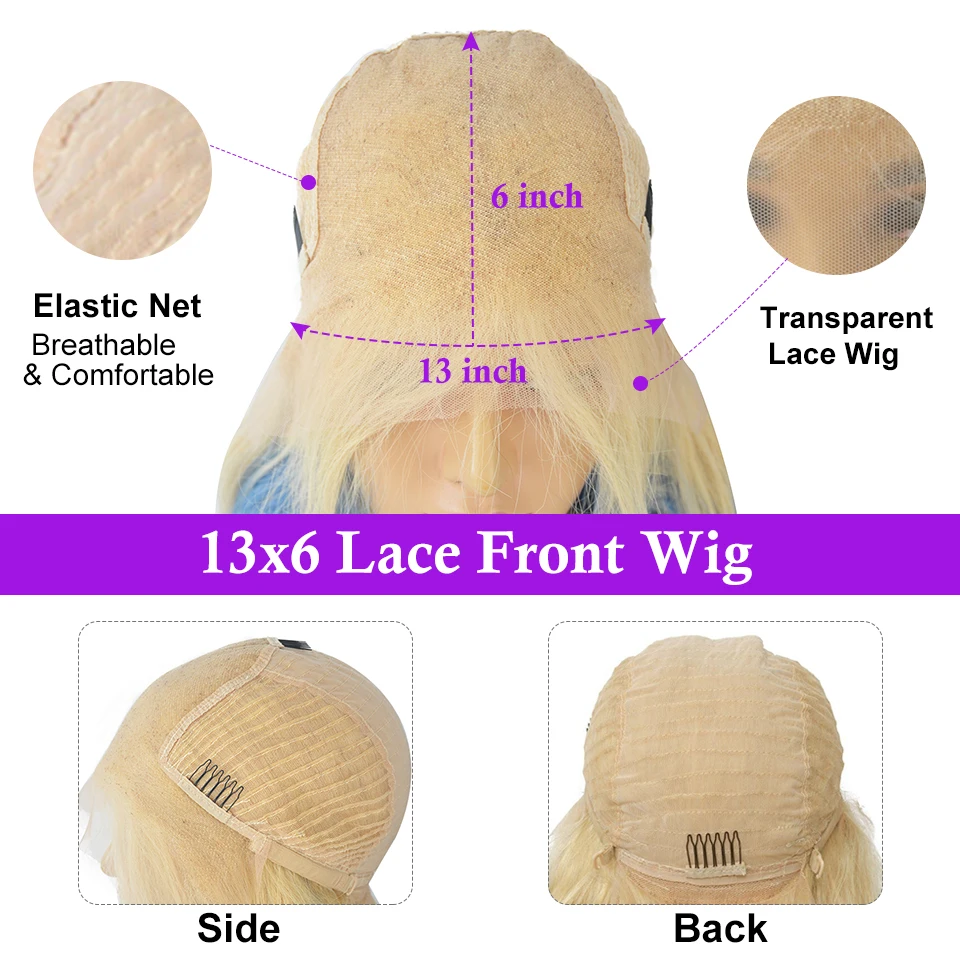 13x6/28/180/عيد الميلاد البلاتين شقراء الجسم موجة 100% شعر بشري حقيقي شعر مستعار