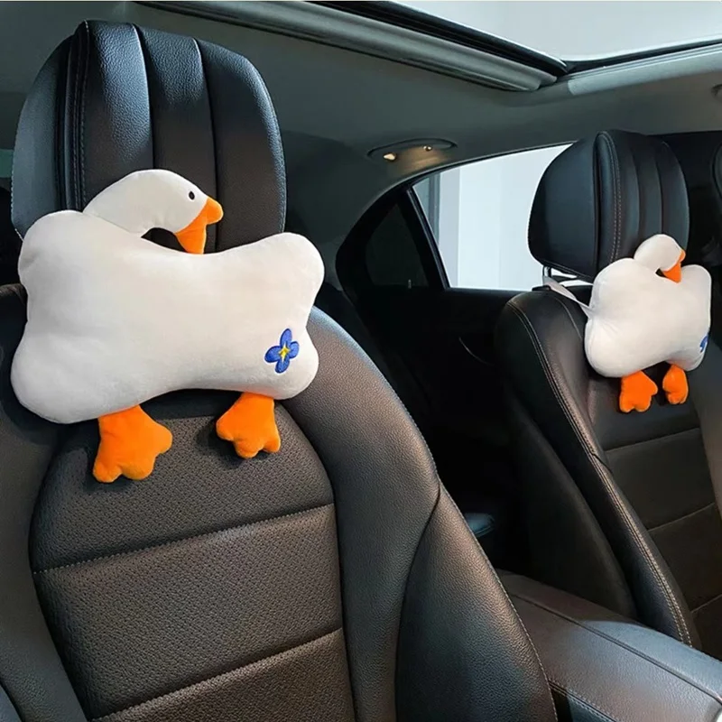 Car Seat Accessories Headrest Neck Cushion Pillow Creative Cartoon Goose Rabbit Interior Decor Novelty Vehicle Supplies Women