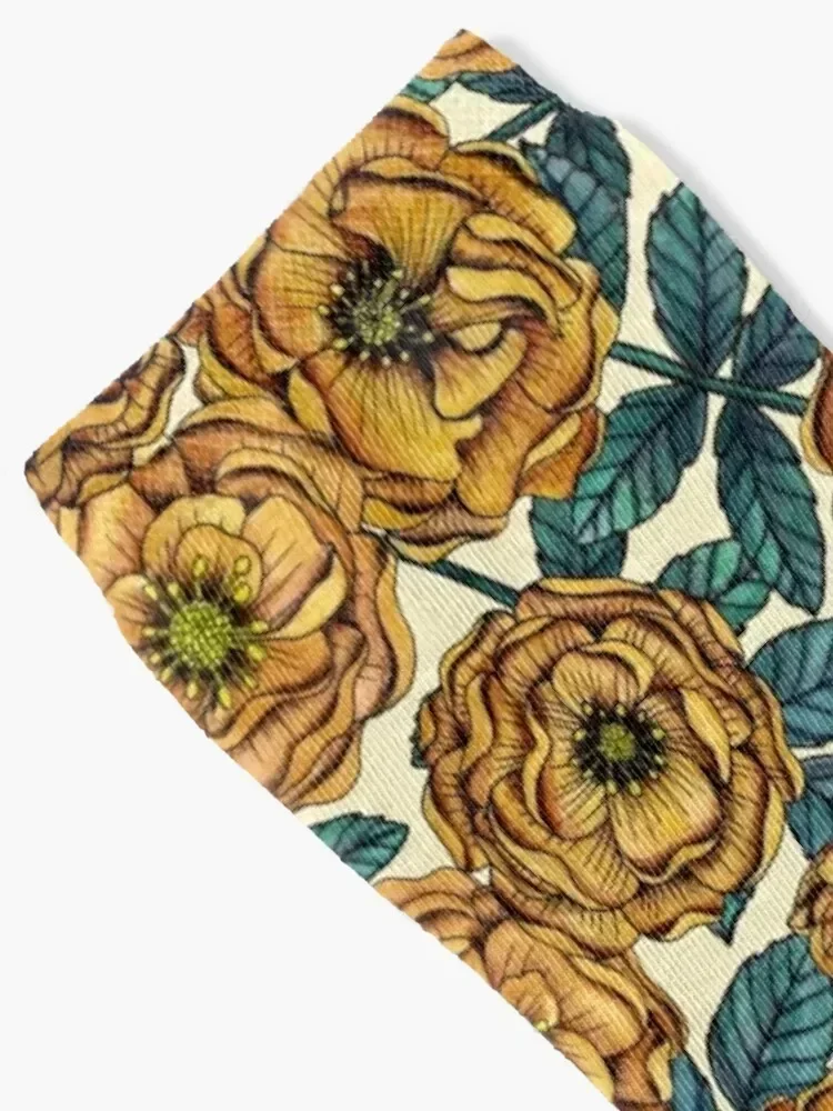 Golden-Yellow Roses - Vintage-Inspired Floral/Botanical Pattern Socks crazy colored valentine gift ideas Socks Women's Men's