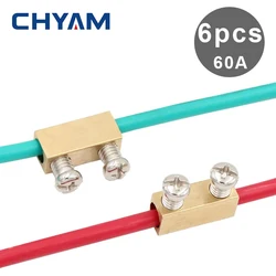 6pcs/lot High-power 1000V 60A Copper Terminal Connector Wite Two Scres Fixed Type 2.5-16mm Square Wire Wiring