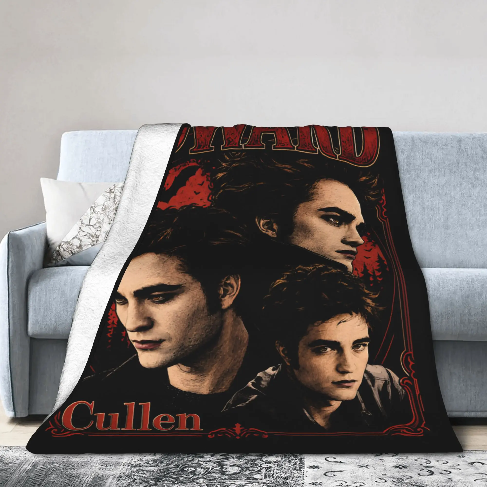 Twilights Vampire Edward Cullen Knitted Blankets Romance Movie Plush Bedding Throw Blanket Bed Sofa Lightweight Gift Breathable