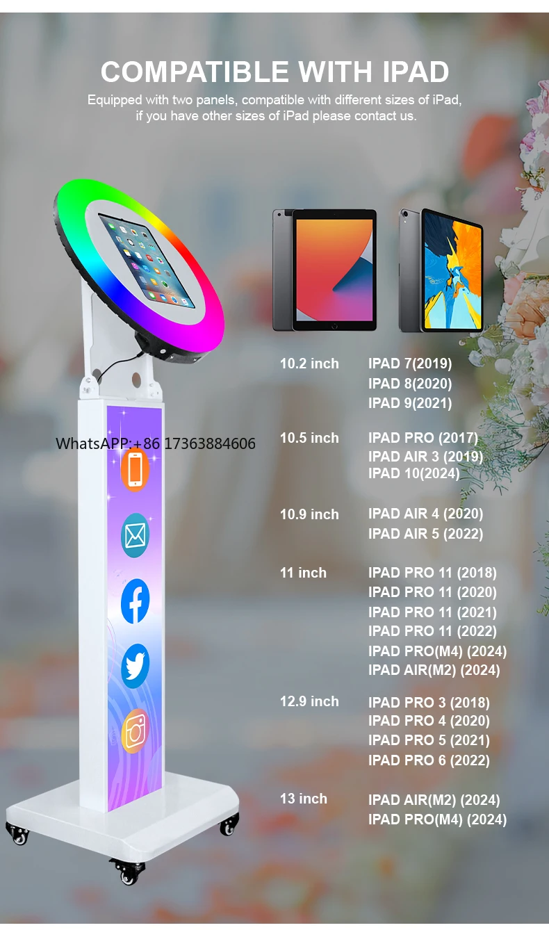 

2026 New Popular Portable Vogue Booth Shell Ring Light Party Selfie Kiosk iPad Photo Booth