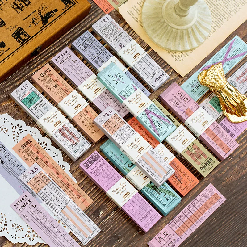 

New Retro Antique Ticket Series Memo Pad Sticky Notes Tags Words Phrases Stickers Notepad Label