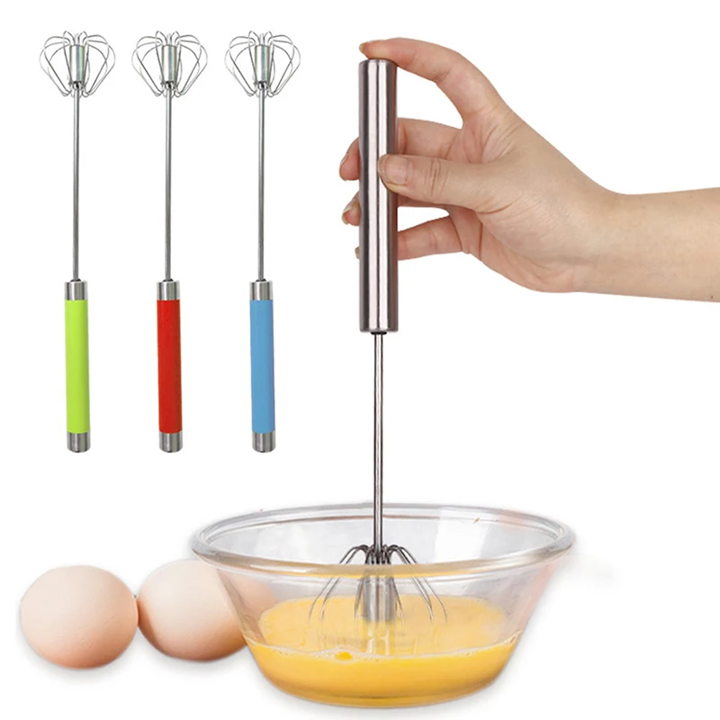 Multicolour Semi-automatic Egg Beater Egg Whisk Manual Hand Mixer Self Turning Cream Utensils Whisk Manual Mixer Kitchen Gadgets