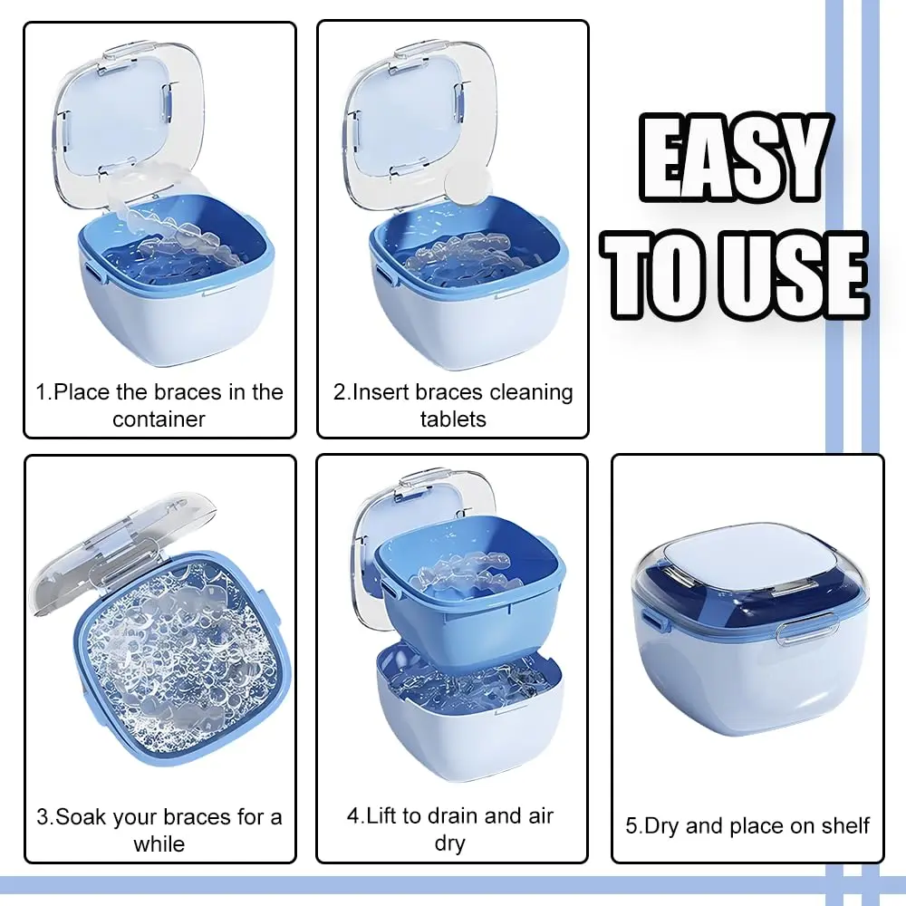 1 قطعة Enture صندوق تخزين أسنان المسنين المحمولة نقع صندوق غير مرئية الأقواس تقويم الأسنان التجنيب تنظيف وتنظيف صناديق #5