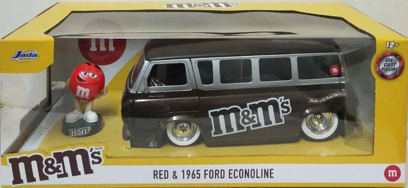 All 1:24 M&M\'S 1965 Ford Econoline High Simulation Diecast Car Metal Alloy Model Car Toys for Children Gift Collection