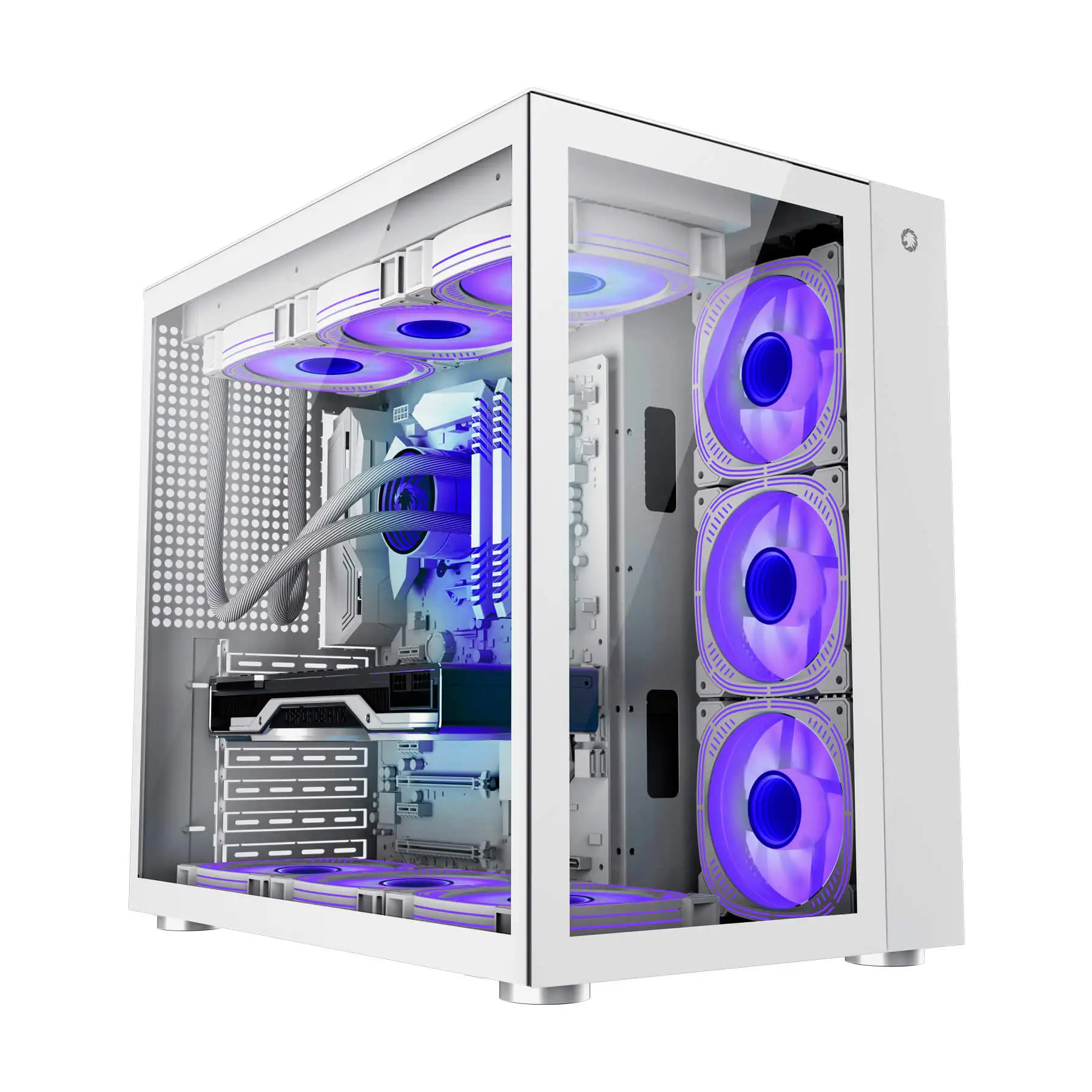 Cabinet Gamemax Mid Tower Atx Glass Lucent White 3-fan