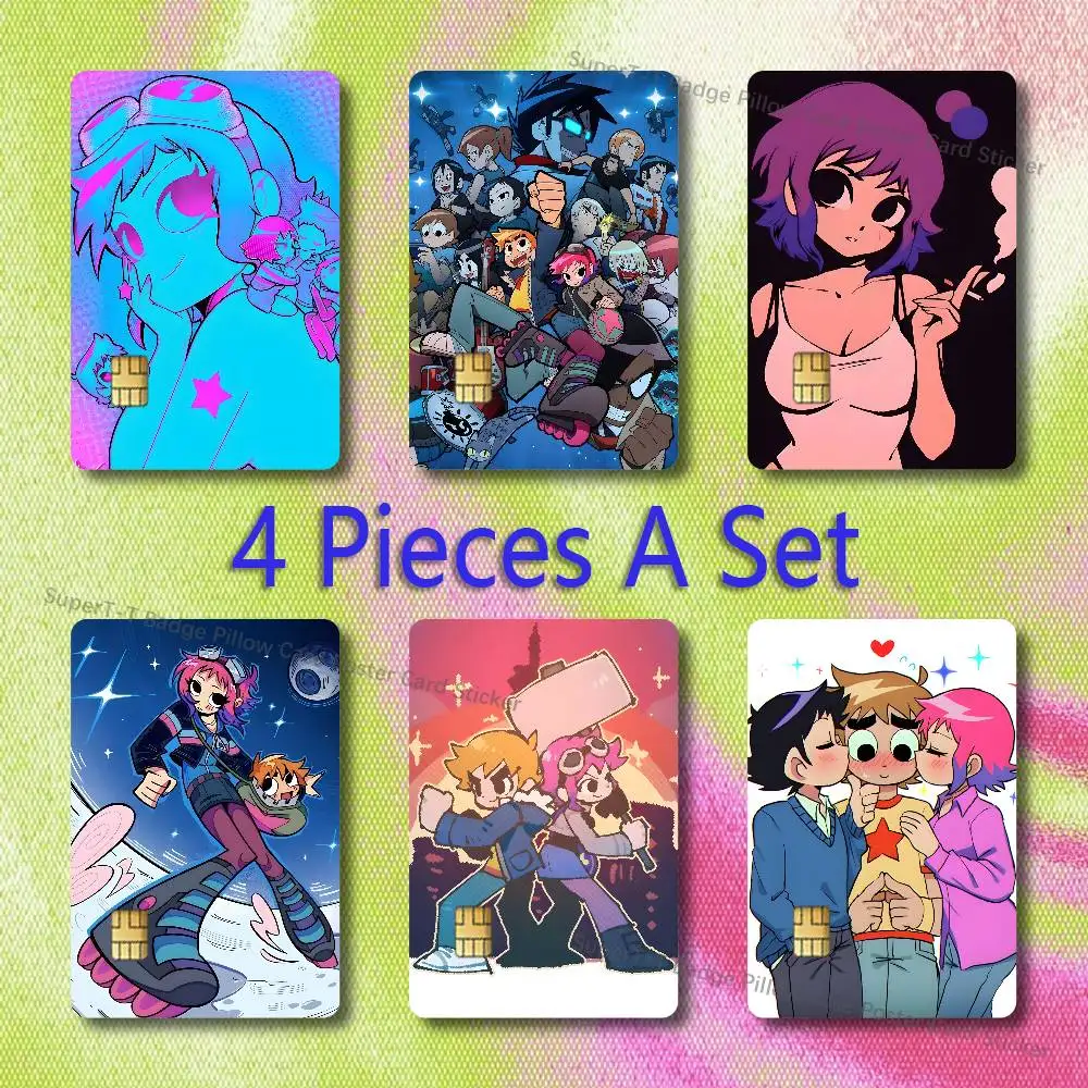 S-Scott Pilgrim Credit Card Skin Stickers for VISA JCB Mastercard and Other IC Bank Card Decoration Protect