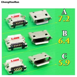 3 TYPES 5.9/6.4/7.2mm 5Pin 5P SMT Micro USB Tail Charging Connector Smartphone Mobile Phone Charging Socket 5p V8 Port