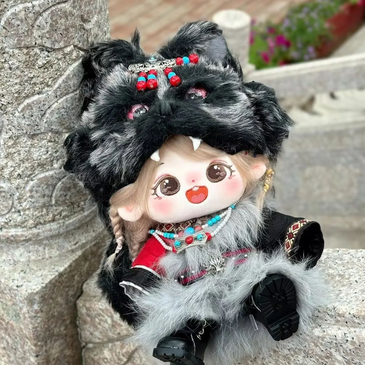 Vêtements de poupée en coton 20CM, vêtements tibétains, mignon, attribut de jeu, poupée masculine et féminine en peluche, style ethnique, ensemble de vêtements de robe tibétaine