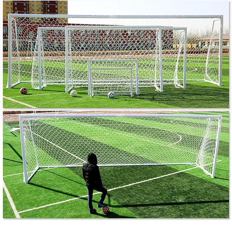 Postes portátiles de aluminio para portería de fútbol 7v7 con equipo de cancha de red para aficionados al fútbol