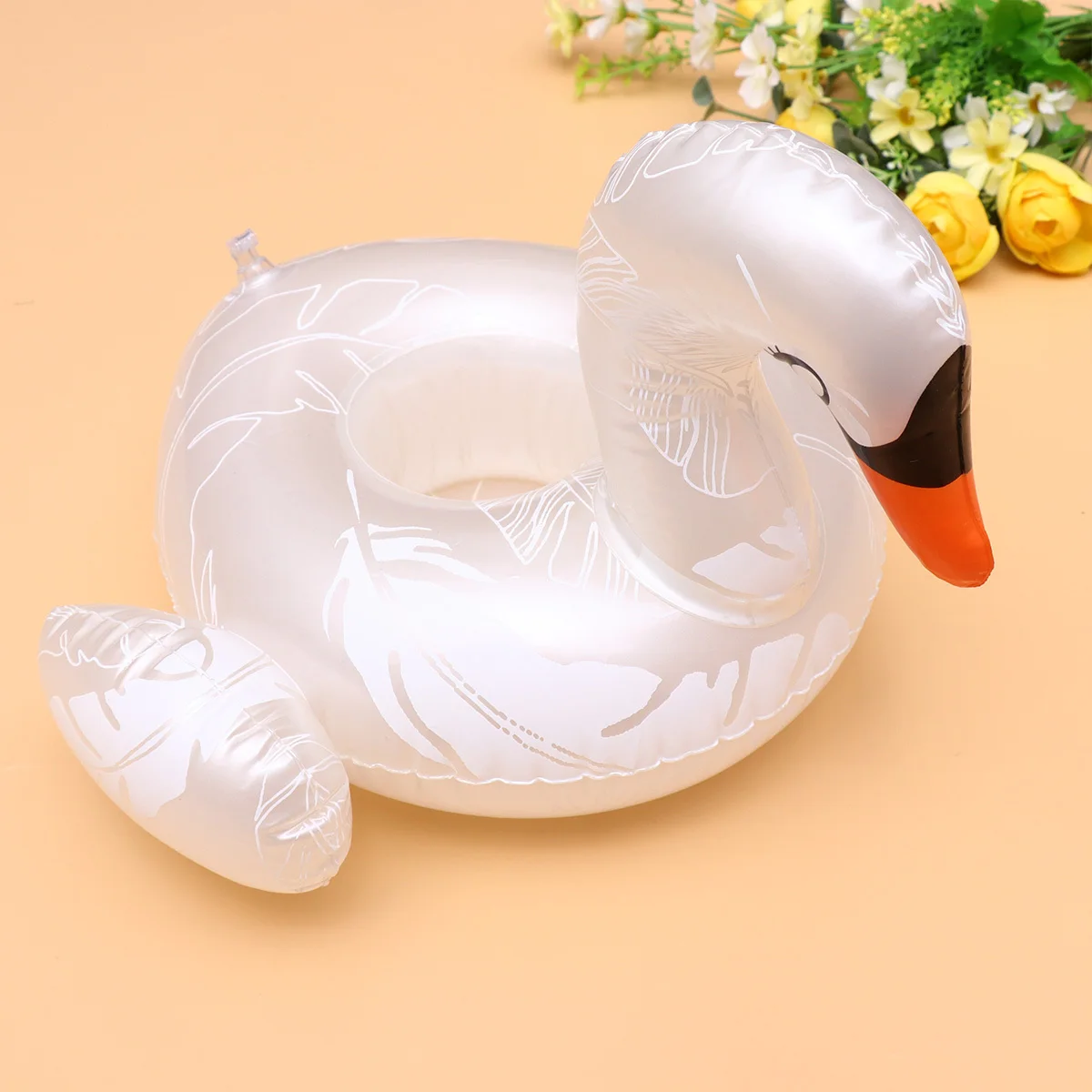 البجعة البيضاء حامل المياه القابل للنفخ بولي كلوريد الفينيل العائمة زجاجة حصيرة بركة السباحة تعويم صينية للتبريد خفيفة الوزن شكل مضحك وقت حمام السباحة #6