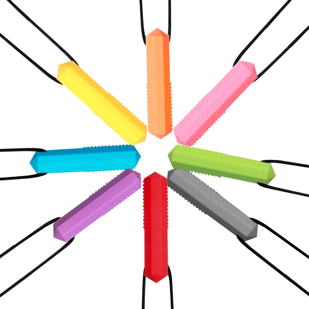 1/8pcs New Children's Gem Silicone Chew Necklace Pencil Topper Chewable Jewelry Non-Toxic Teething Toy Autism Biting Needs Toys