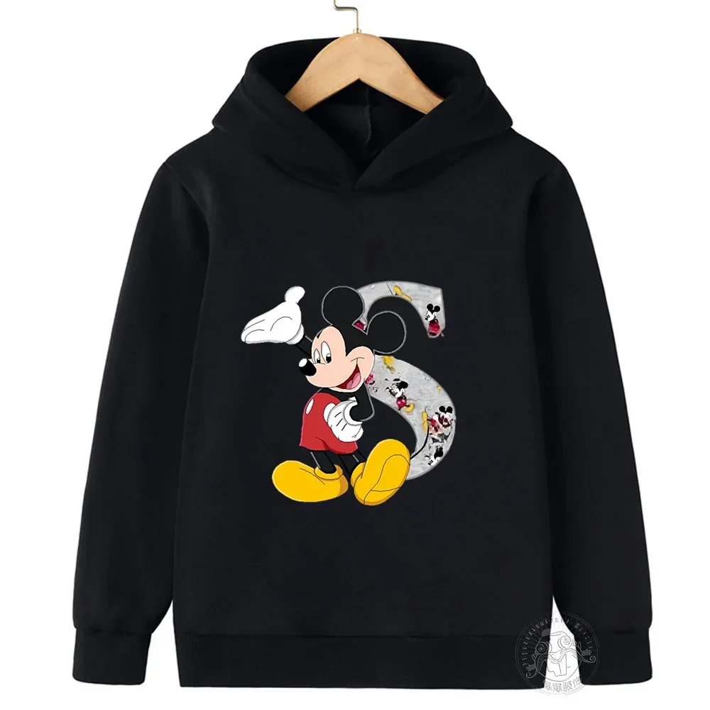 Red hoodie Mickey Clothing Children's cartoon letters abc Long sleeve hoodie Printed tops Children's clothing Boys hoodie Spring