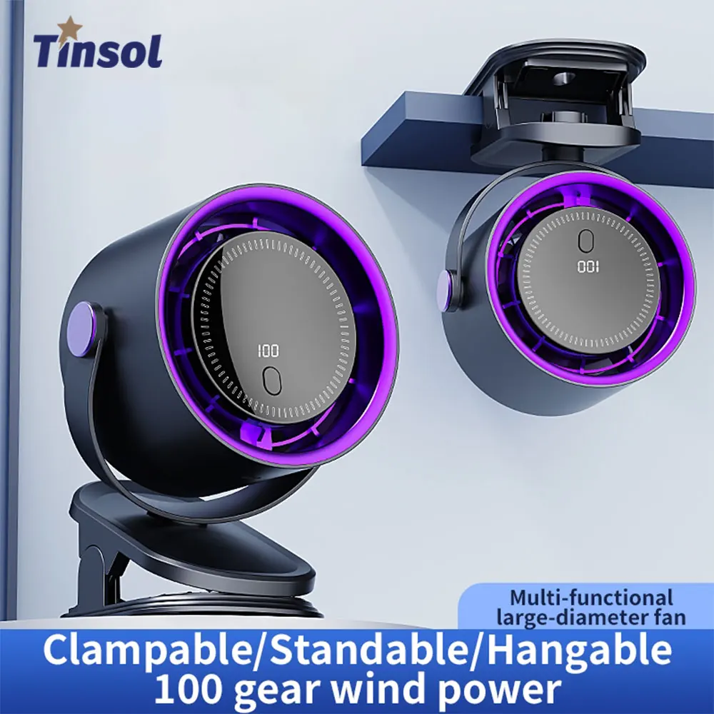 Ventilateur portable à clip TINSOL, silencieux, pour bureau, maison et dortoir, type chariot, rechargeable, USB, vent puissant, ventilateur de climatisation