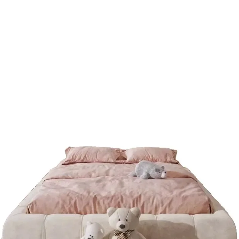 

Internet celebrity girl light luxury pink puff bed cream princess style fabric soft bag bed modern simple master bedroom double