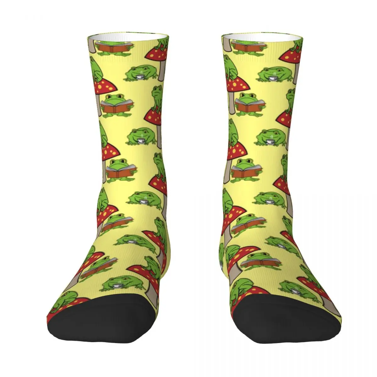 Cartoon Frog Stockings Red Mushroom Print Graphic Vintage Socks Autumn Anti Skid Socks Female Outdoor Sports Comfortable Socks