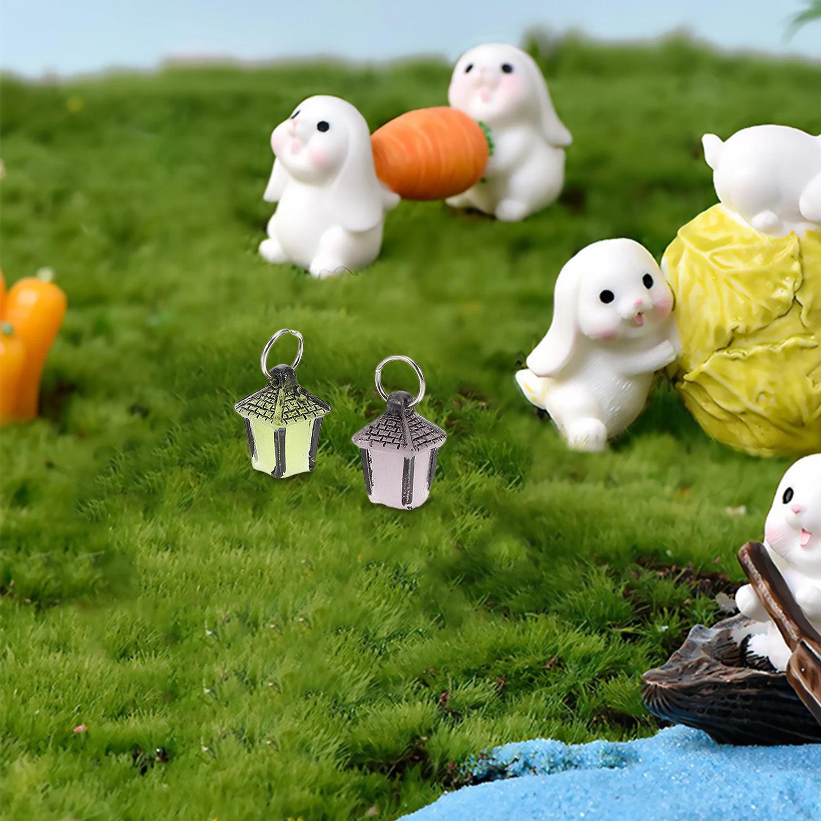 

12pcs Mini Landscape naments Glow in Dark Resin Decorative Accessories Lifelike Lantern Props Small Desk Night Light