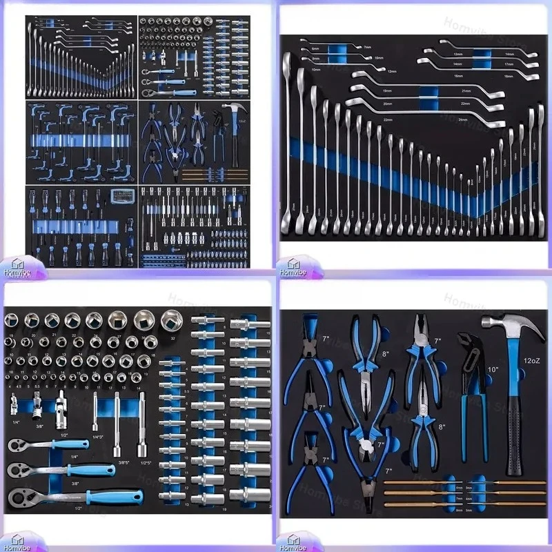 310 Piece CRV Steel Auto Repair Tool Set with Wrenches Sockets Screwdrivers Pliers for Car Maintenance Home Garage Workshop