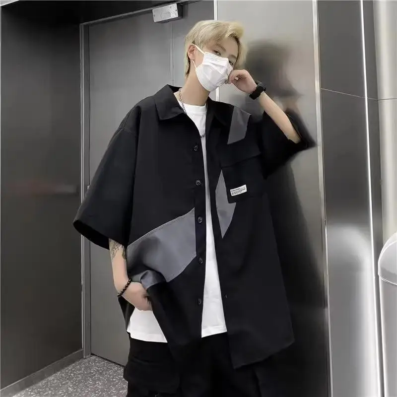 

Extra Large 300 Pou American High Street Design Collared Loose ort Sve irt ex Spring Summer Faionable irt