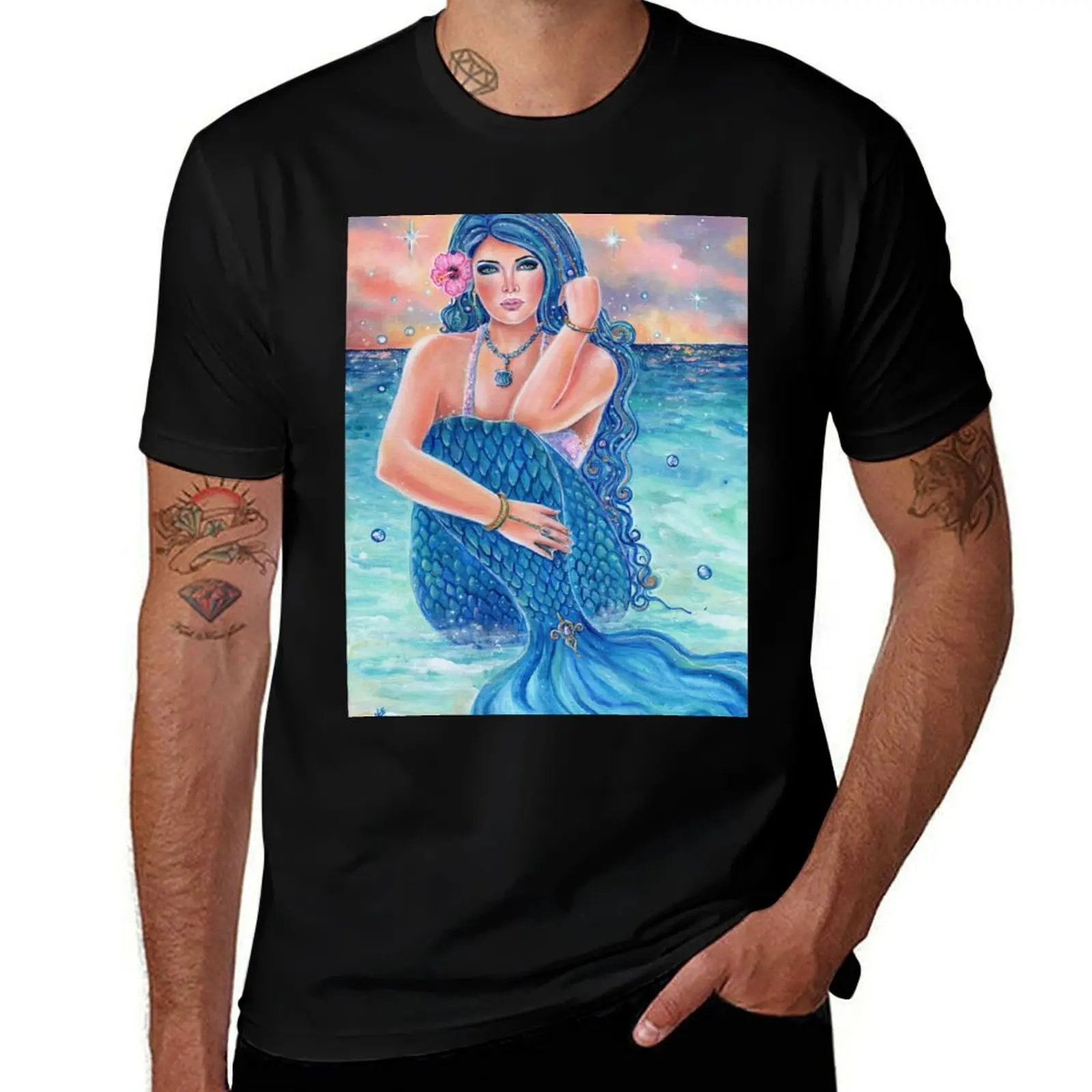 

Melesandria tropical mermaid art by Renee L Lavoie T-Shirt anime t shirts oversize T-Shirt