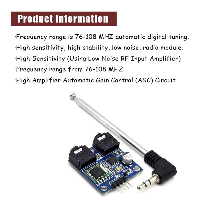 1Pcs TEA5767 Radio Module FM Stereo Radio Module For Arduino 76-108MHZ Frequency AGC Circuit With Free Cable Antenna