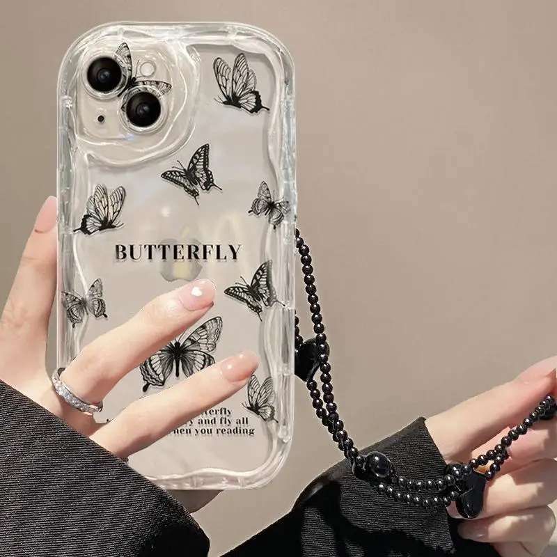 Butterfly Bowknot Chain Case For Infinix Note 40 30 40pro 5G TECNO CAMON 30 5G Pro PREMIER POVA6PRO SMART 6 PLUS HD 8 7 Cover