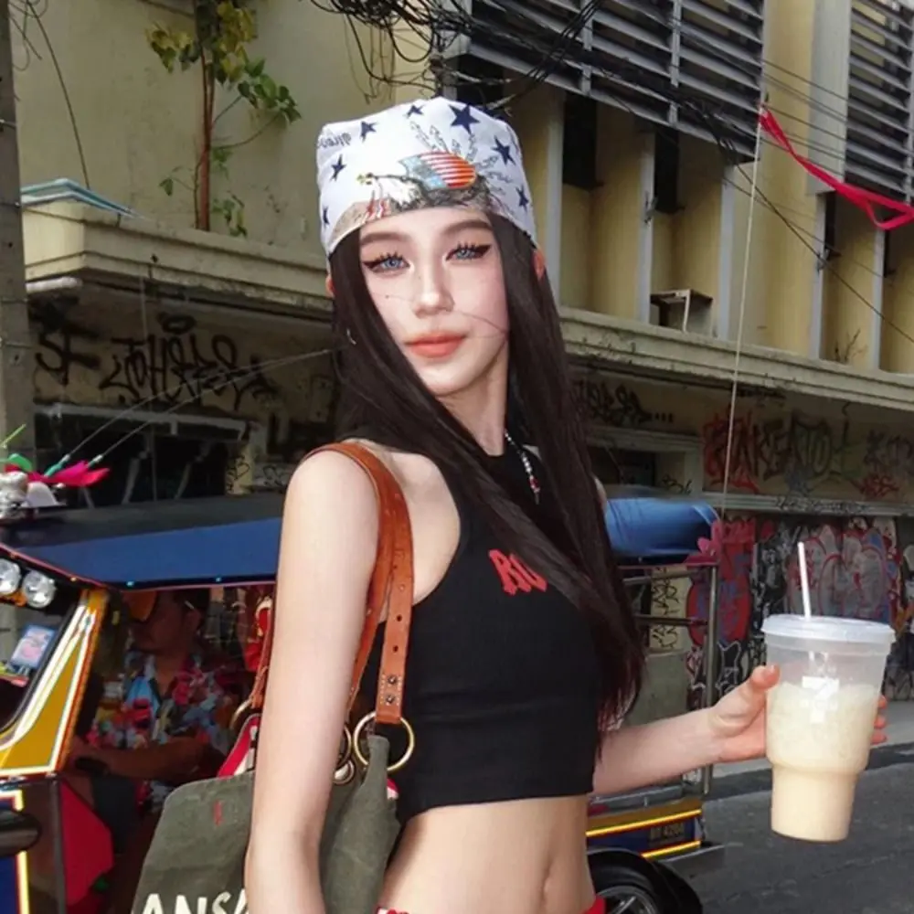 الرجعية الحلو Y2k طباعة عمامة كل مباراة ستار مطبوعة الحجاب منديل عقال صغير مربع وشاح مهرجان الموسيقى