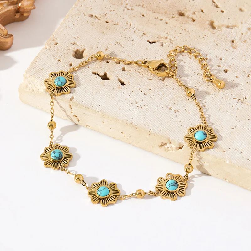 EILIECK 316L Edelstahl Weißes Blütenblatt Halskette Armband Ohrringe Set Modischer Goldfarbener Wasserdichter Schmuck Damengeschenk – Detail 19