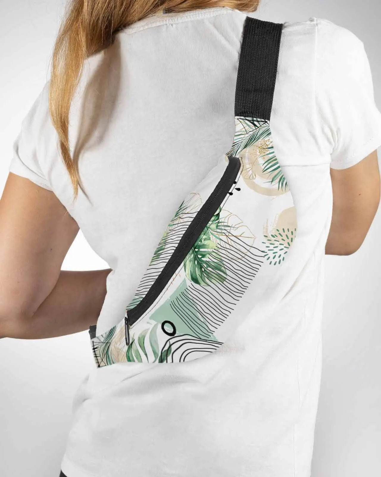 

Summer Tropical Palm Leaf Watercolor Phone Belt Bag Wallet Pouch Waterproof Banana Hip Bags Waist Bag Fanny Pack for Women Men