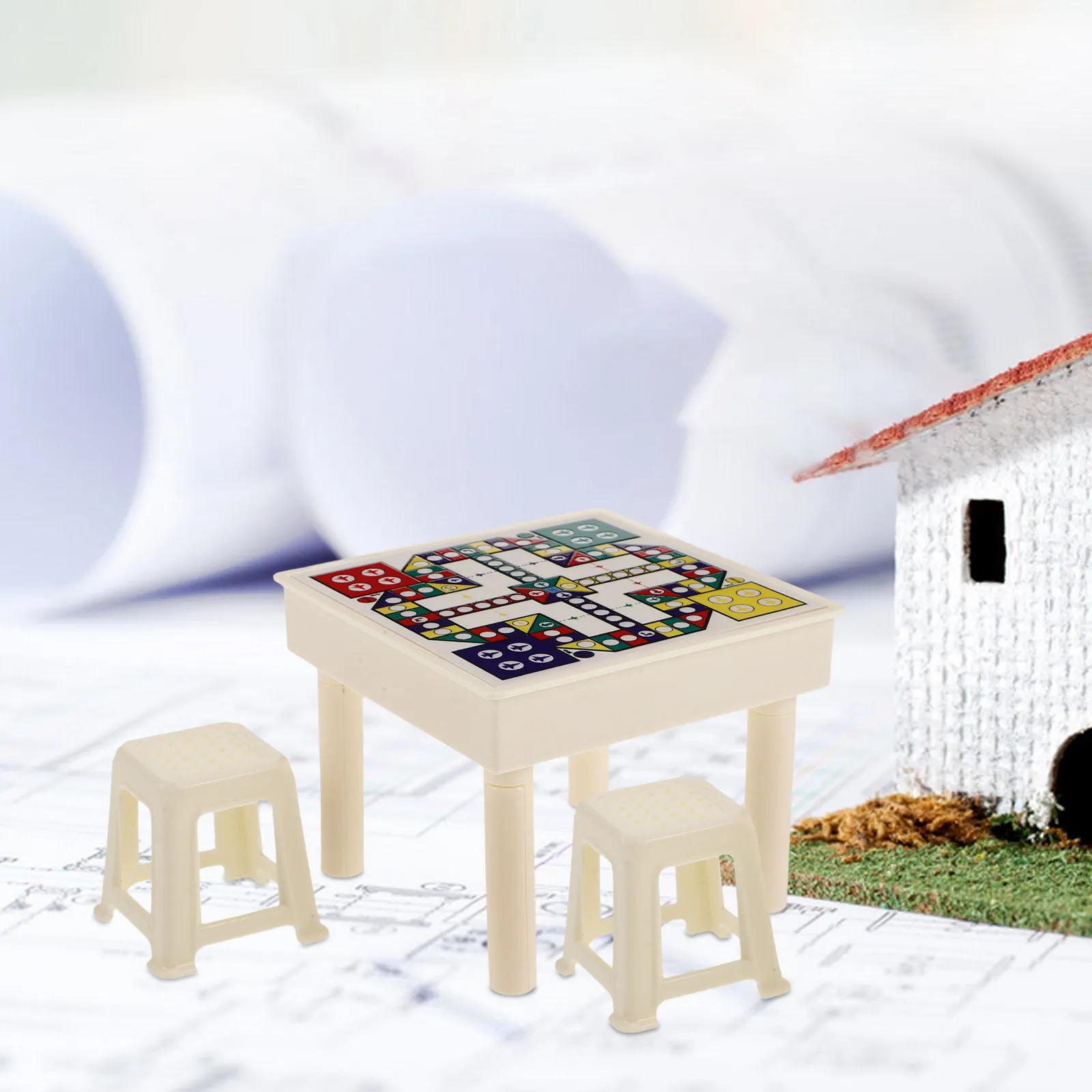 

1Set Miniature Flying Chess Board Game Educational Kids Puzzle Family Fun Dollhouse DIY Scene Decoration Kit DIY Dollhouse Room