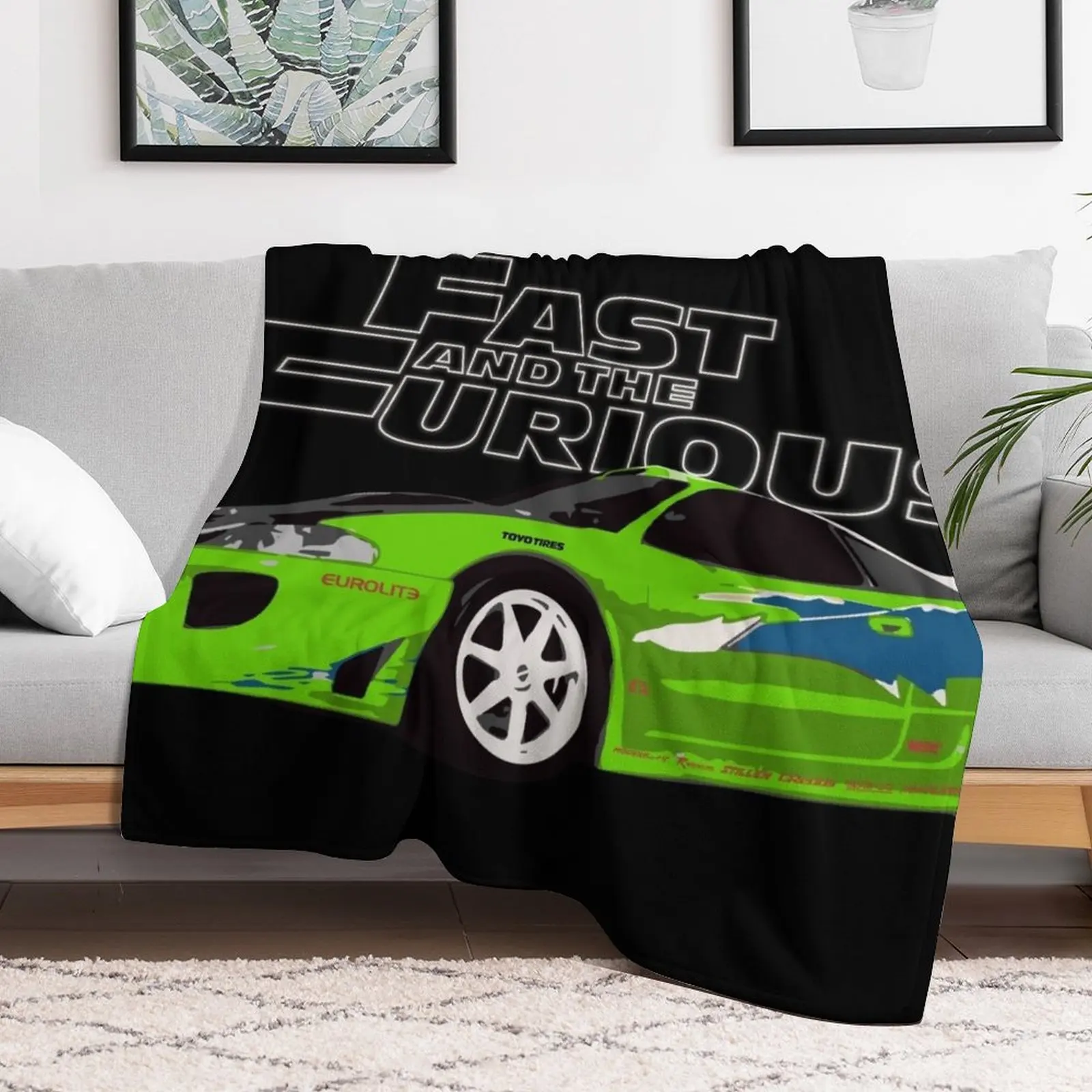 Mitsubishi eclipse DSM kawasaki green Throw Blanket Shaggy wednesday Furrys Blankets