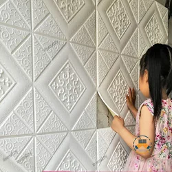 1Pcs 35*35cm Self-adhesive 3D Background Wallpaper Foam Wall Sticker Moistureproof Waterproof Living Room Decoration