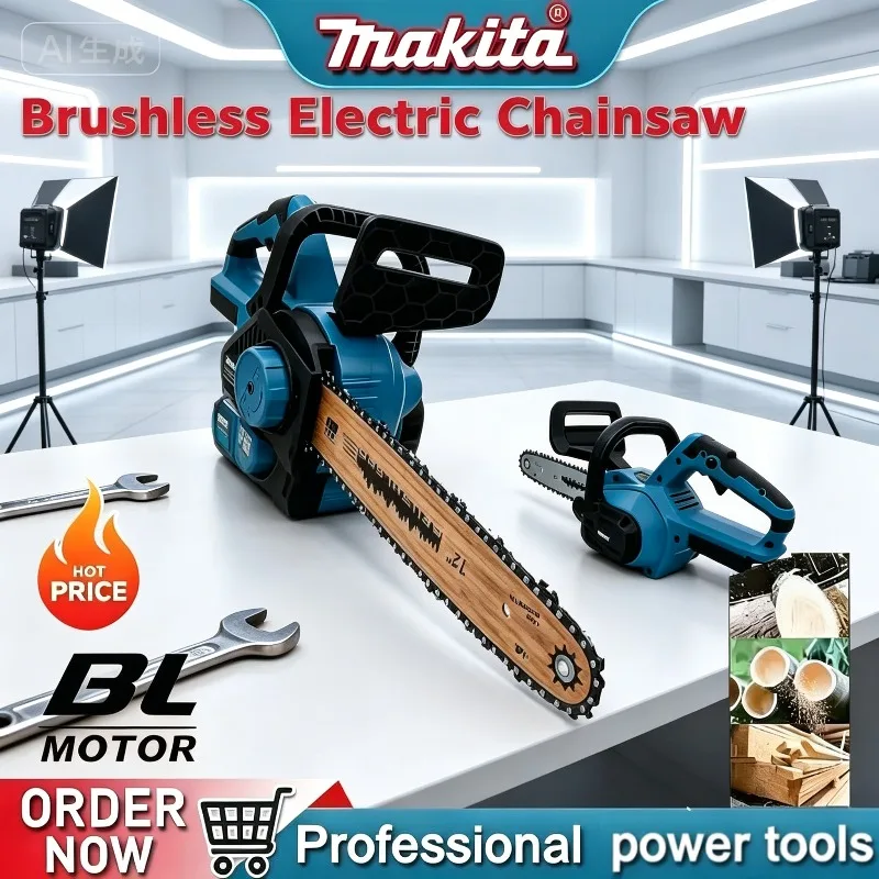 

Makita Brushless Electric Chain Saw, Cordless Chainsaw 12Inch Power Digital Display Garden Tree Branch Cutting.