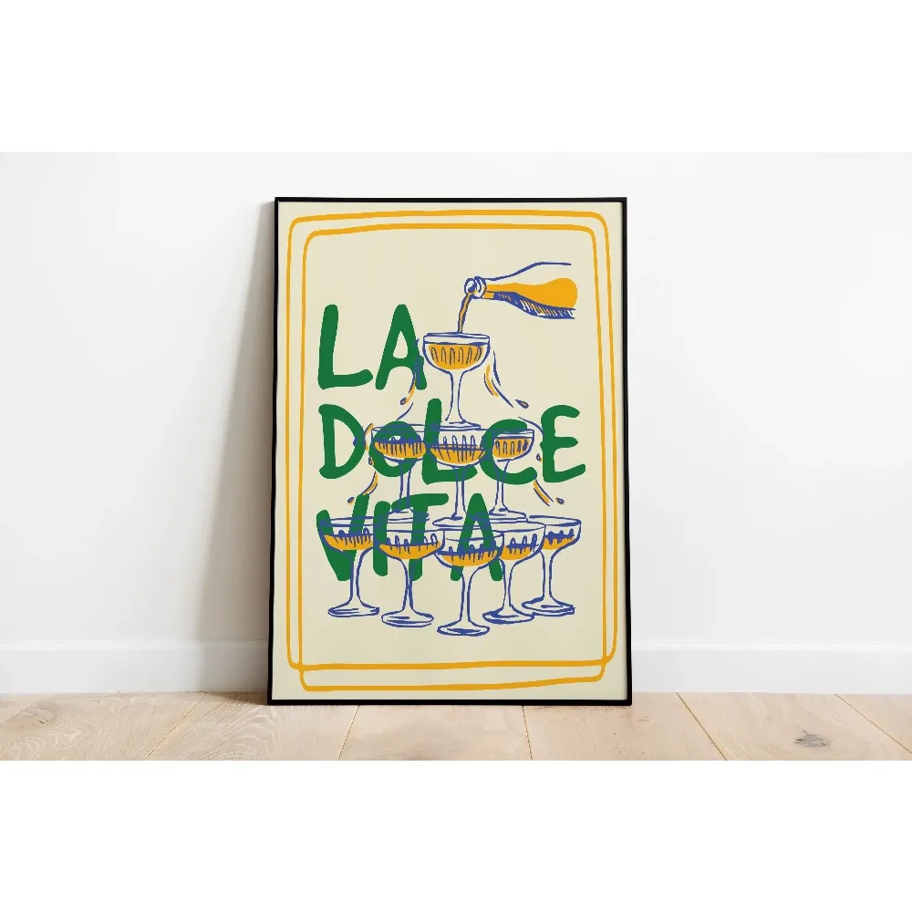 Retro Italian Cocktail Pizza Japanese Ramen Club Wine Cheese Food Poster Print Wall Art Pictures Canvas Painting Room Home Decor