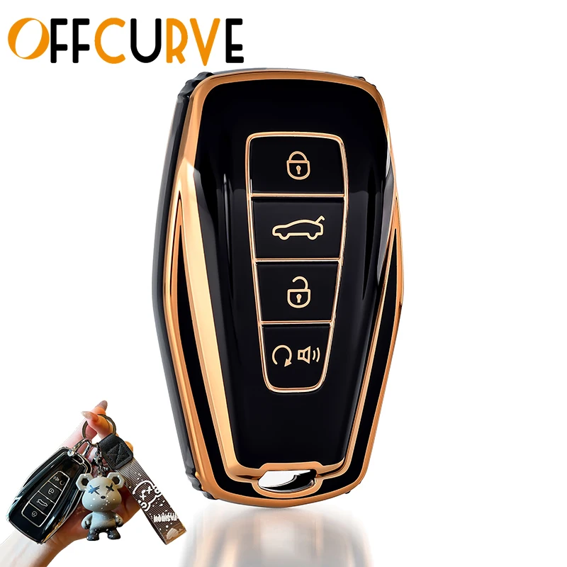 Soft TPU Car Key Case Fob Protector for Geely Coolray X6 X7 EX7 2024 Geometry C Emgrand UV GT GC9 Starray Accessories Keychain