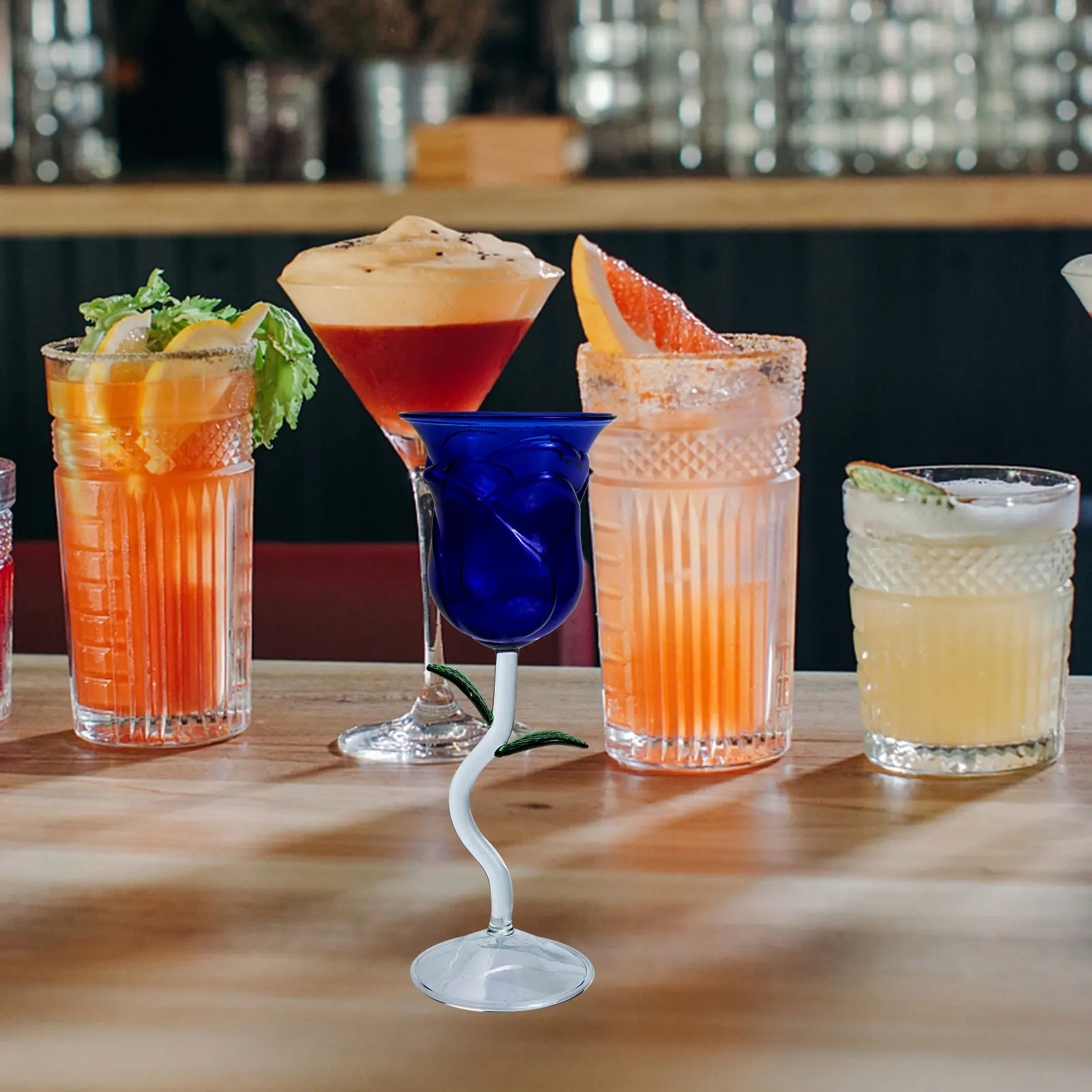 

Rose Flower Wine Goblet Premium Material Safe for Engagement Promotions Rose Flower Wine Glass Cocktail Goblet for Party