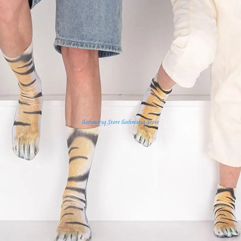 573B Dorosłych mężczyzn Kobiety Zabawne zwierzęce Socks Symulacja For Cat Dog Leopard Claws Nowość