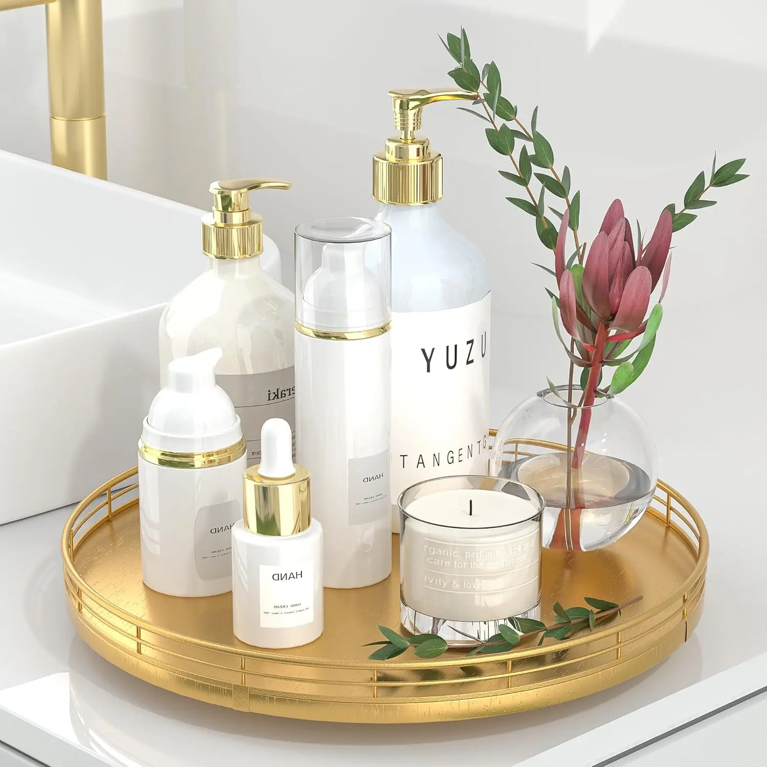 

Вращающаяся подставка-органайзер (12 дюймов) из дуба для стола, золотистая, для обеденного стола, кофейного столика, центрального элемента декора, бара